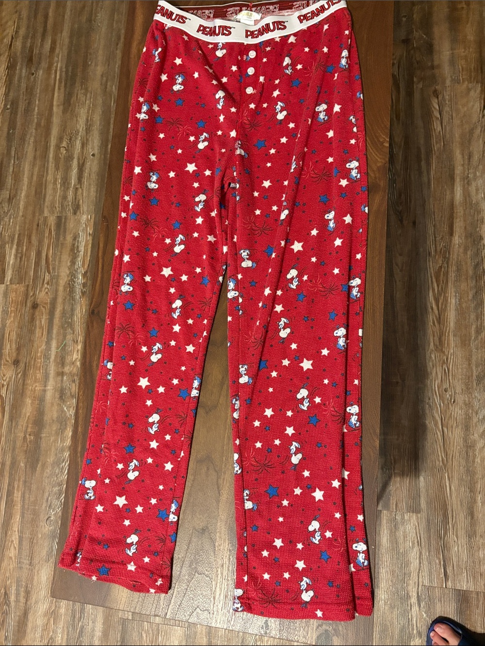 Peanuts Red Snoopy Star Print Pajama Bottoms